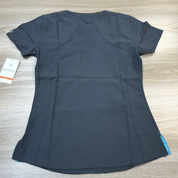 Med Couture Energy Racerback Shirttail Scrub Top Pewter Gray Style 8579 - Picture 3 of 4
